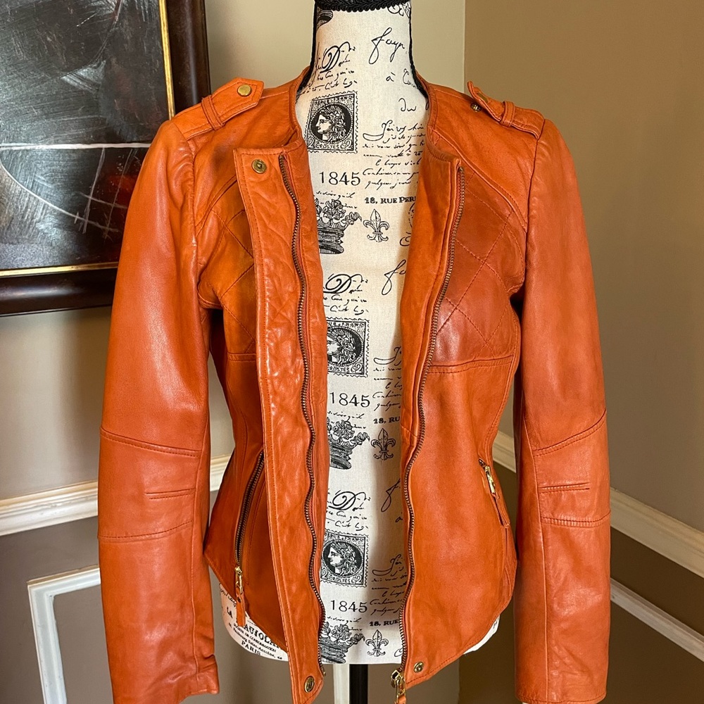 VINTAGE orange leather jacket